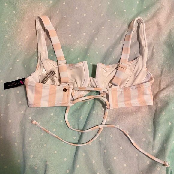 NWT Light Pink and White VS Striped Underwire Bikini Top - 34C - Picture 2 of 6